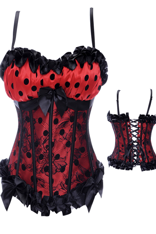 Red Big Black-dotted Corset